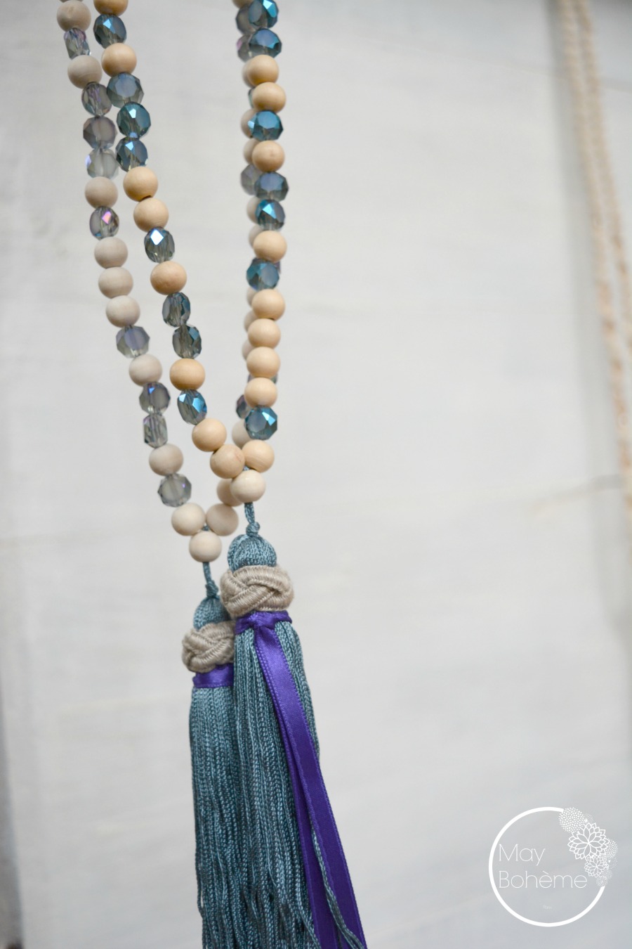 Sautoir En Perles De Bambou Naturel - Longueur 80 Cm - Nuances Naturelles - Occasion En Bon état