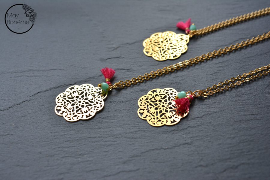 Collier Farah "MAY MOUCHARABIEH" - Médaille orientale pompon