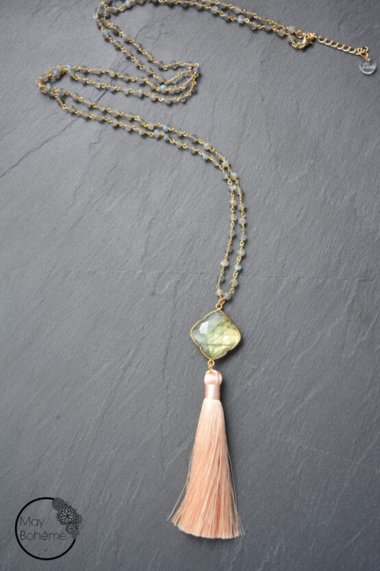 Sautoir_Labradorite_trèfle_May_boheme_chic_unique_plaqué_or