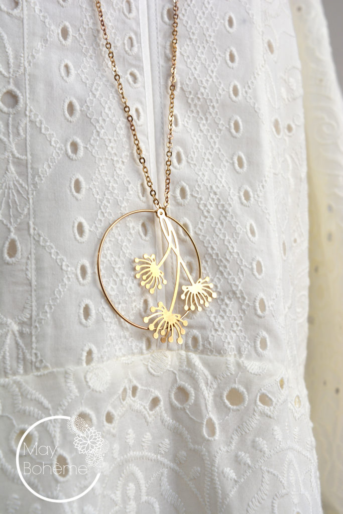 Pendentif Vintage En Métal - Fleur Stylisée Années 50 - Bijou Rétro Occasion
