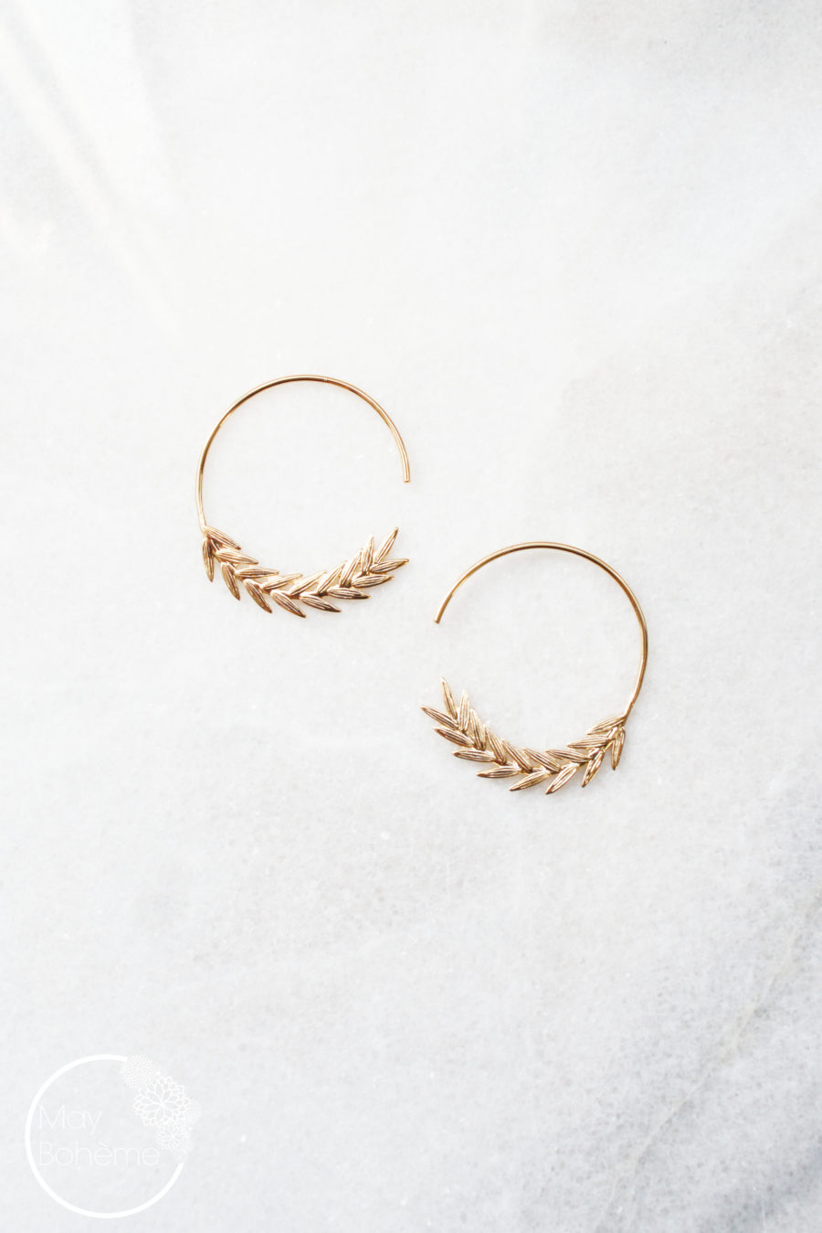 creoles a enfiler laurier plaqué or boucles oreilles
