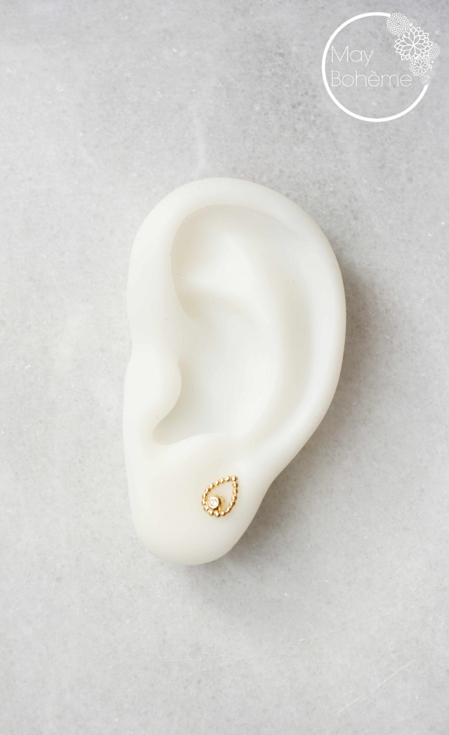 boucles d'oreilles plaqué or serti diamant brillants zirconium goutte perlée