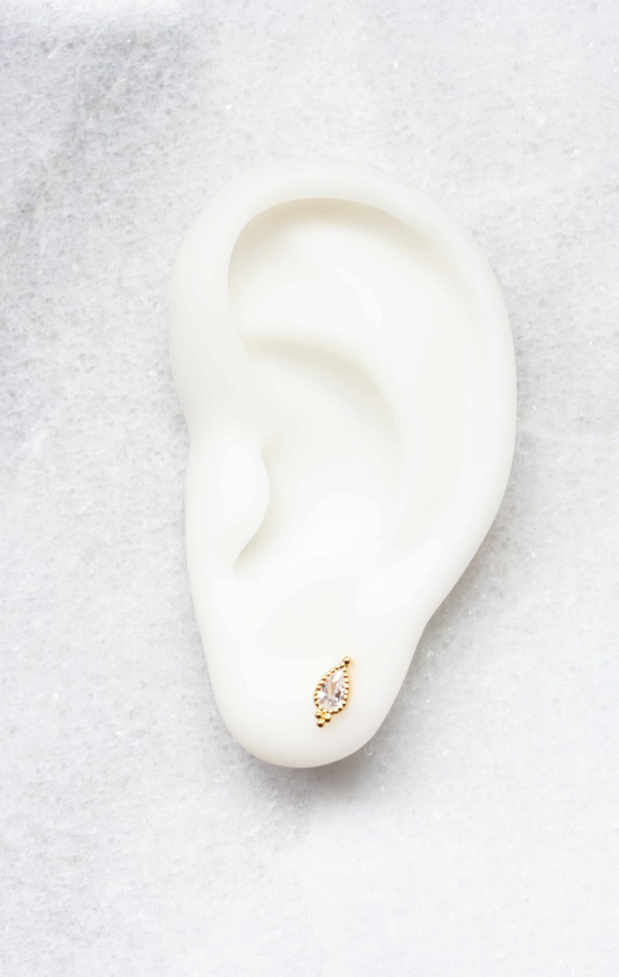 boucles d'oreilles goutte bindi indien plaqué or serti zirconium brillant trois petit points