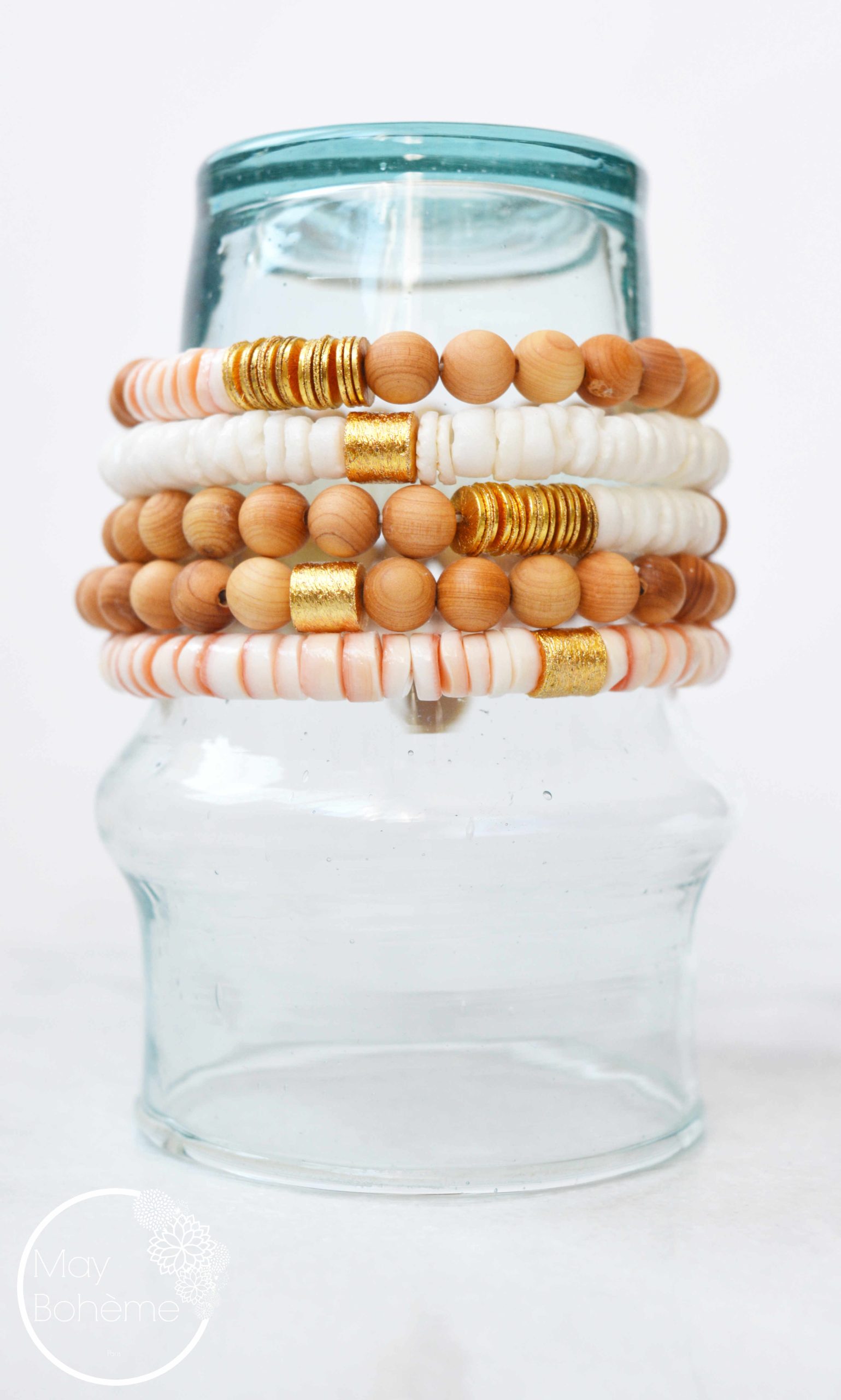 Bracelet Tribal Marron Perles Et Bois – Création Artisanale, Neuf Avec étiquettes
