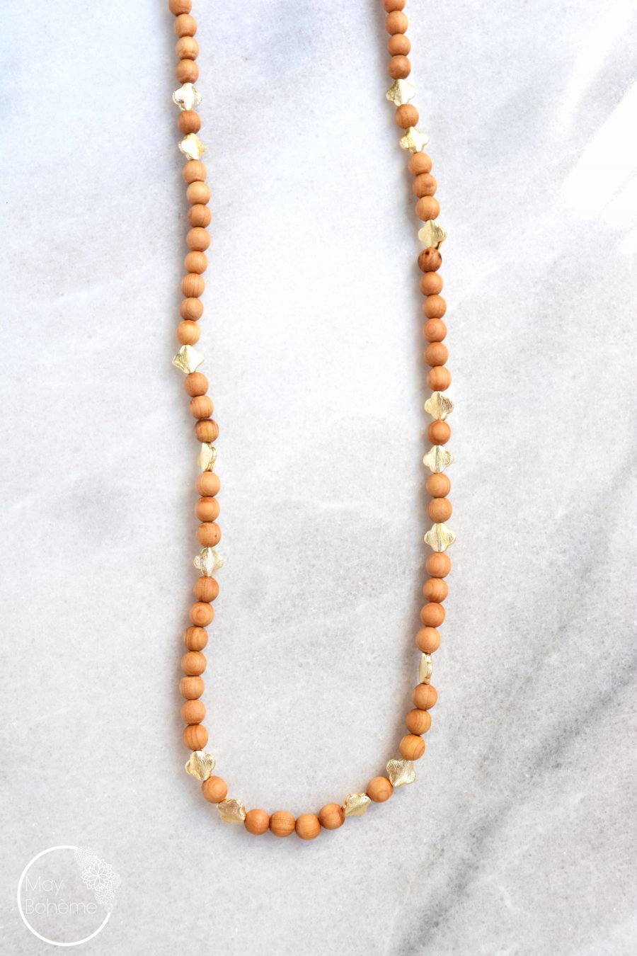 Collier Sautoir Vintage Années 70 Perles Granulées Dorées - Bon état