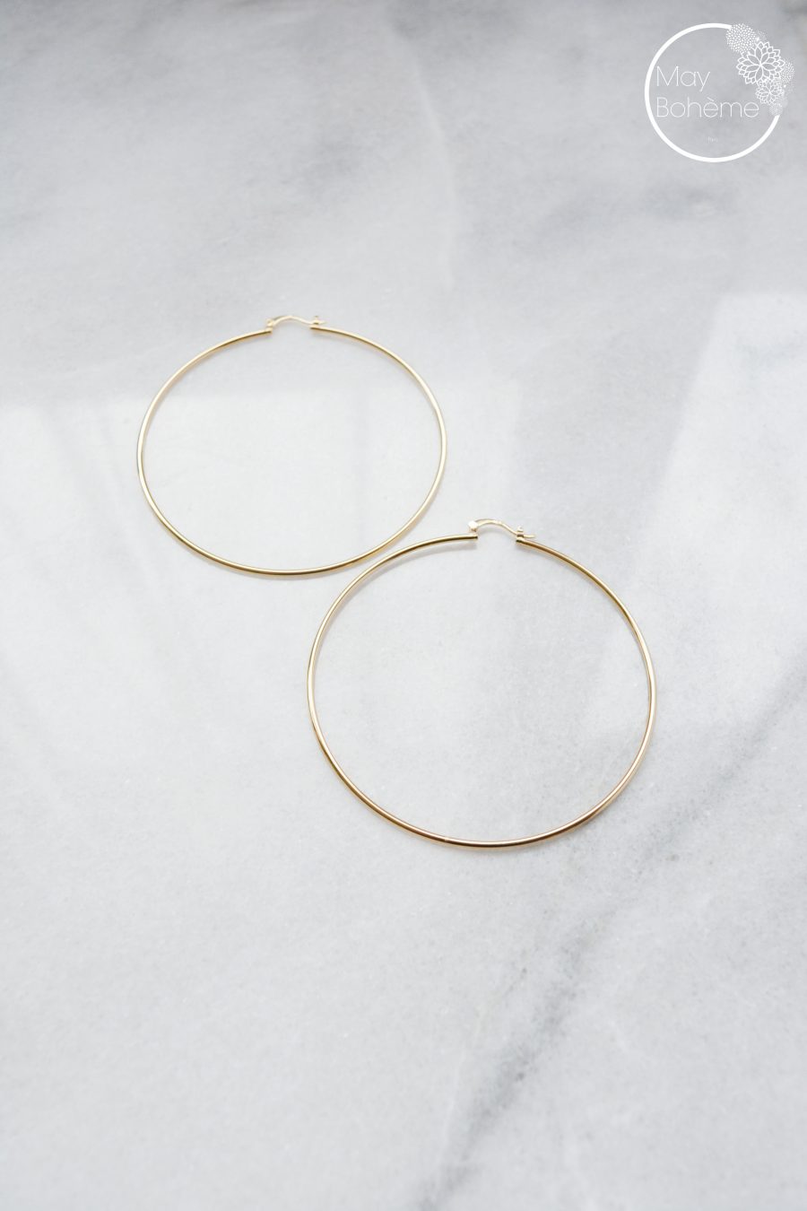 boules d'oreilles grandes boucles d'oreilles 70 minimetres plaqué or