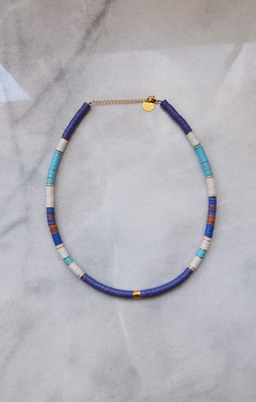 Collier Artisanal Perles Archéologiques Et Scarabée Bleu – Fait Main – Neuf Sans Emballage