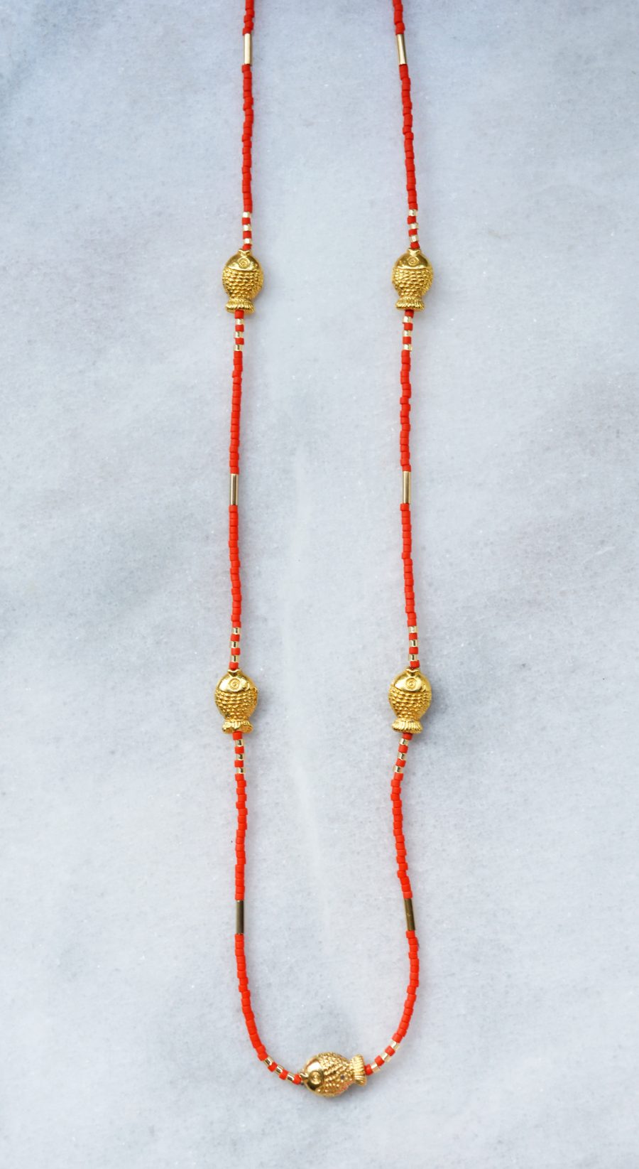 Sautoir Anabella Perles Et Strass Rouge Et Jaune - élégant Et Festif