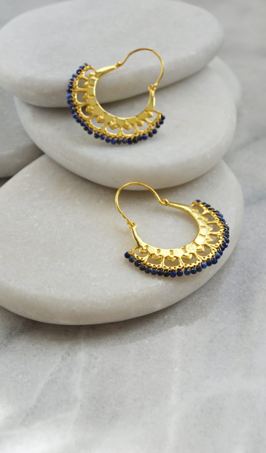 Boucles D'oreilles Pendantes Pierres Précieuses Crochet Bohème – Multicolore – Naturel – Fêtes & Cadeaux