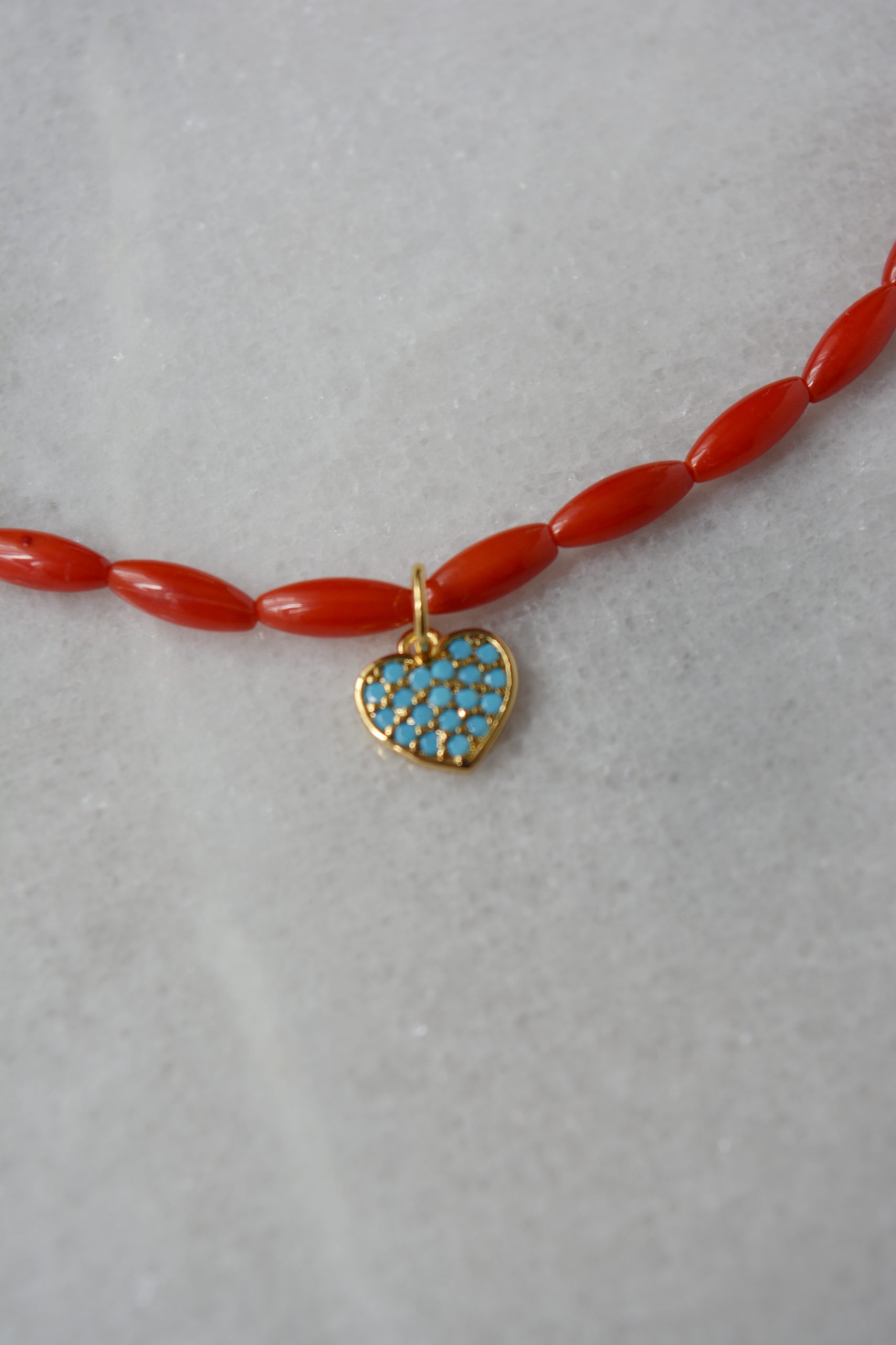Collier Mi-Long Vintage Années 1970 - Perles Style Corail Et Pépites Turquoises - Longueur Adjustable
